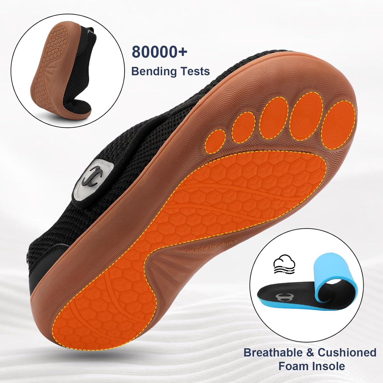 Mens Walking Shoes Wide Diabetic Orthopedic Recovery Shoes Comfortable Lightweight Barefoot Zero Drop Sneakers Adjustable Indoor Outdoor Shoes - Image 5