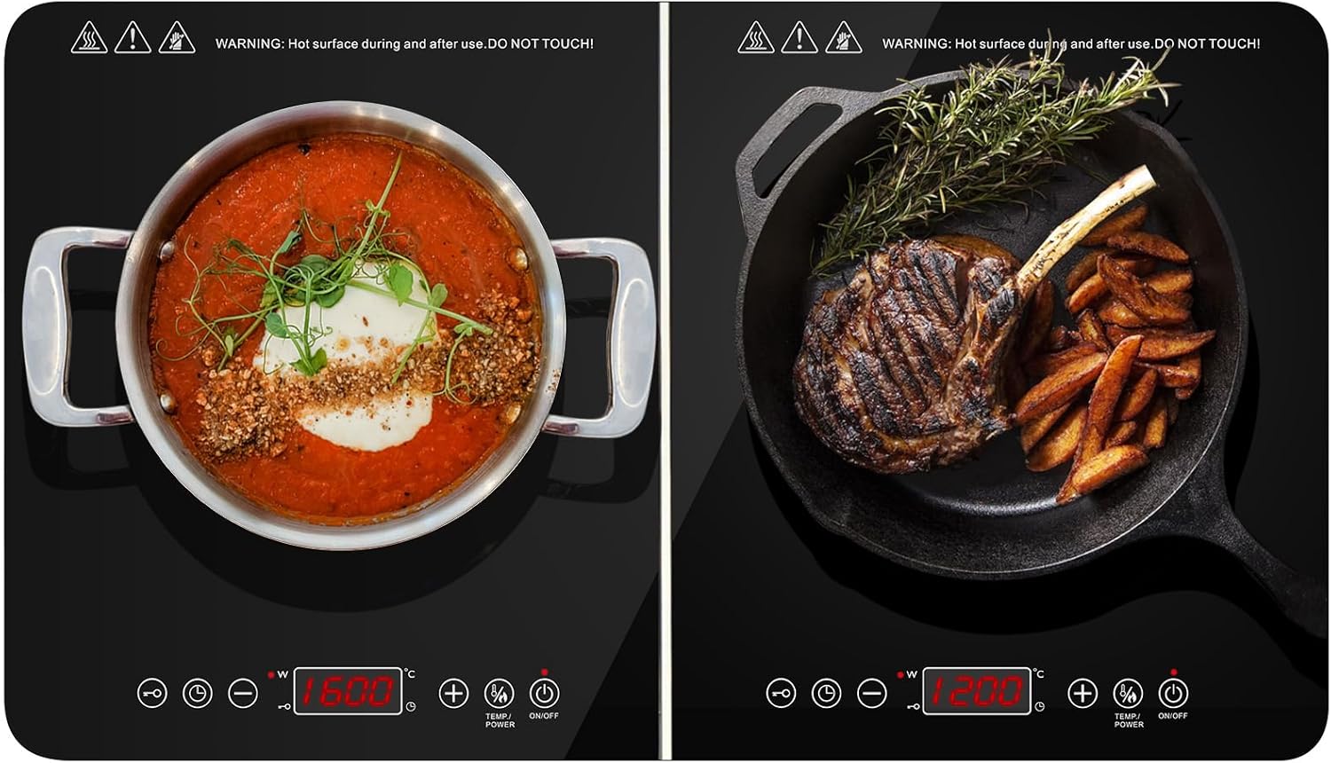 Double Induction Hob, Portable Induction Cooker, Plug in 2 Zone