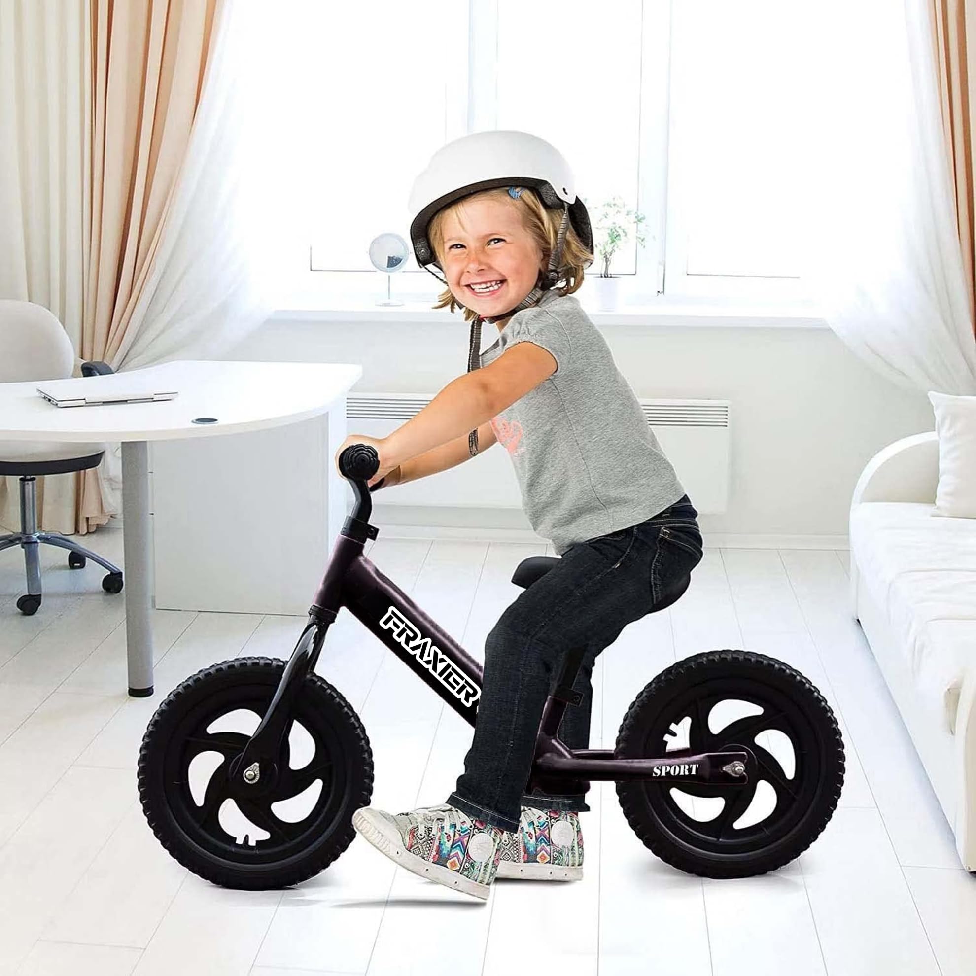 Balance Bike Kids Lightweight Pedal Free Cycle | Balance Learning Bicycle | Suitable for Girls and Boys 2-5 Years Old (Black) - Image 5 thumbnail