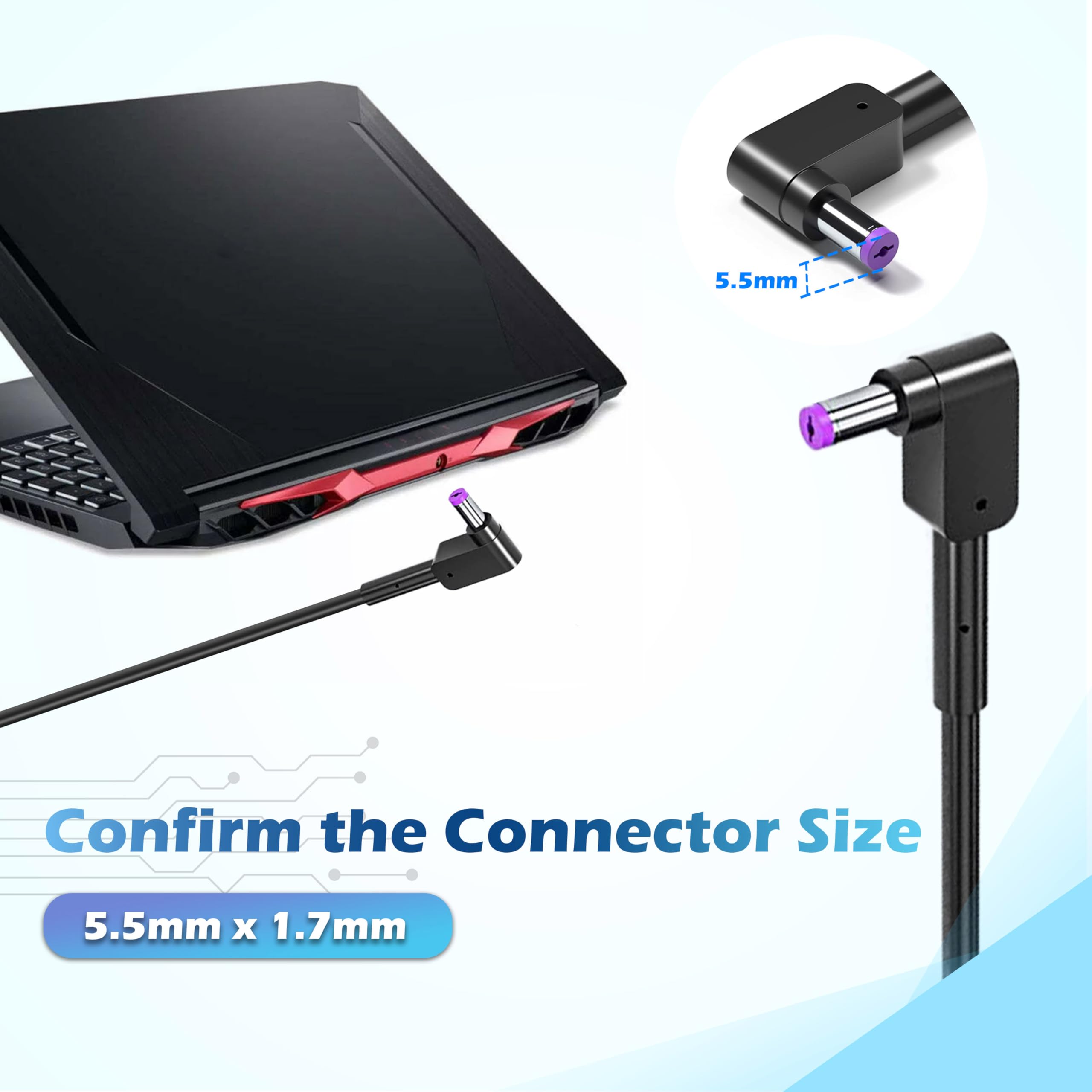 135W 19V 7,1A Ladegerät Für Acer Nitro 5 & Andere Gaming-Laptops – Kompatibel Mit AN515-51, Predator Helios 300, Aspire 7 Uvm. – Inkl. Kabel