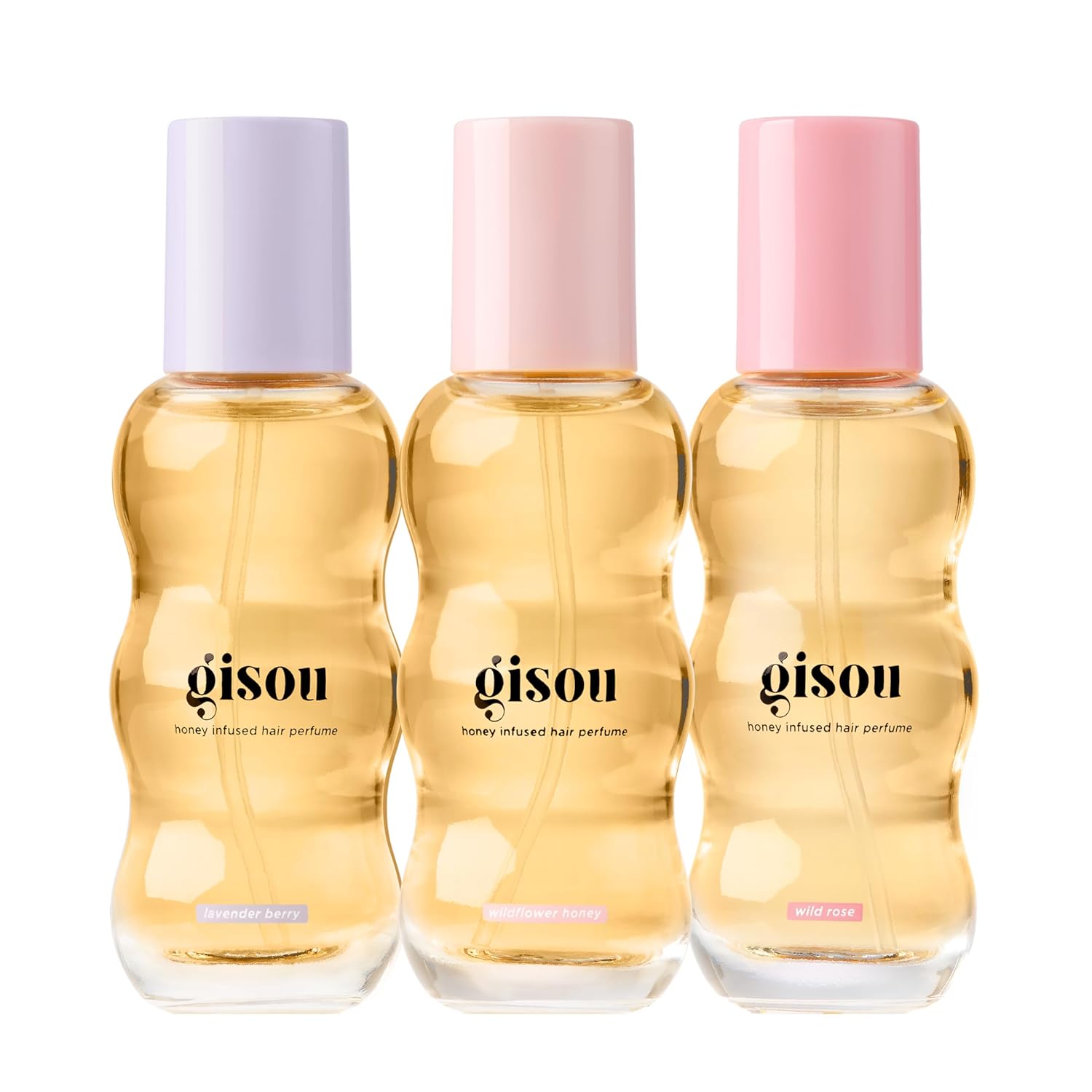 Gisou Take Me With You Spritz Set – 3 Mini Honey Infused Hair Perfumes – Hydration, Shine & Refreshing Floral Scent
