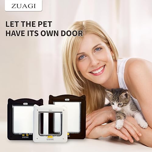 Miniatura 4 de Puerta de gato con bloqueo de 4 vías para gatos de hasta 17.64 libras (tamaño exterior 11.4 x 9.84 pulgadas, tamaño interno 7.5 x 7.1 pulgadas),