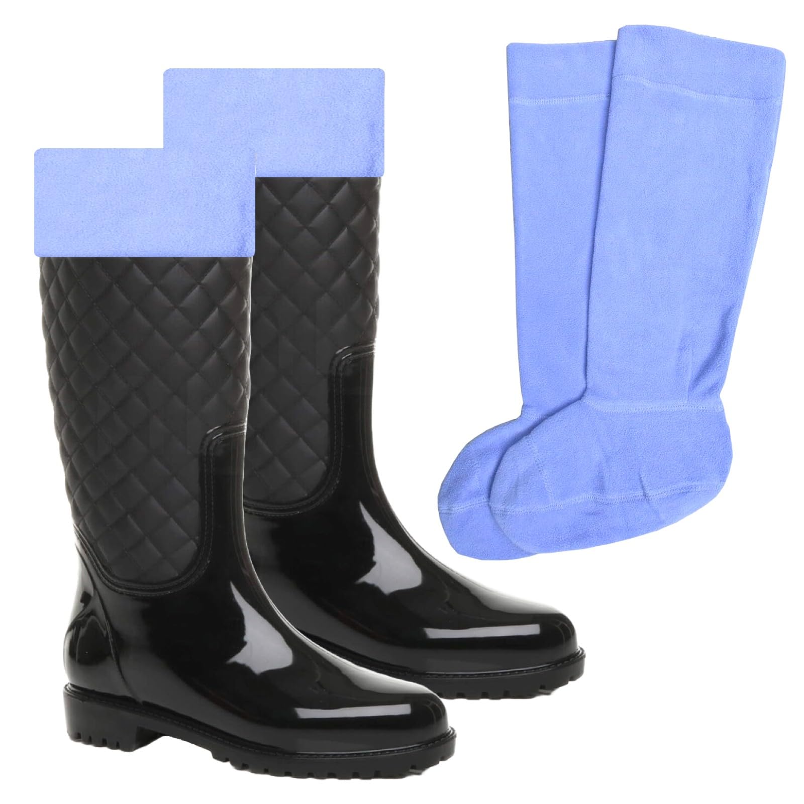 Sock-Tec Women's Baby Blue Fleece Wellie Socks Adult Girls Welly Wellington Boot Thermal Liners Warm Outdoor Sock One Size 3-5 (Uk, Numeric, 3, 5, Regular, Regular, )