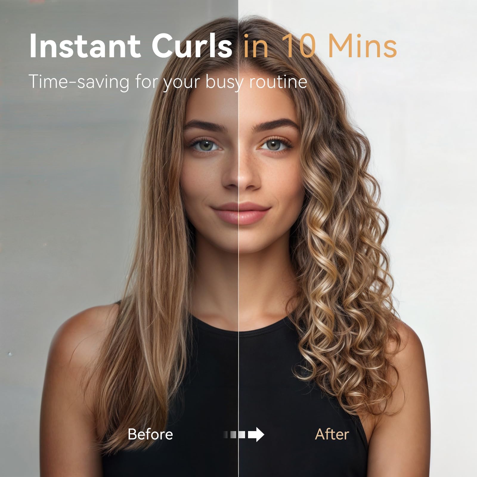 Arricciacapelli Automatico Professionale, Ferro Arricciacapelli Intelligente in Ceramica, 4 Temperatura per Capelli Lunghi o Corti Asciutti (Oro rosa)