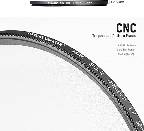 Vista 137 de NEEWER Filtro negro de difusión de 1/4 de 2.638 in, filtro de efecto cinematográfico de ensueño, ultra delgado, repelente al agua, resistente a