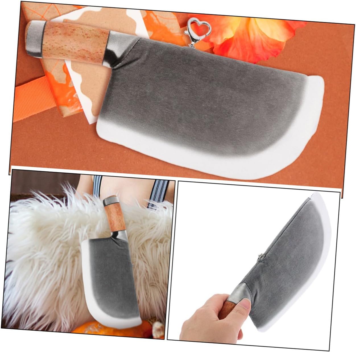 VICASKY Halloween Plush Coin Purse for Women, 33cm Realistic Knife Zipper Wallet, Prank Handbag Mini Purse for Keys and Coins, Novelty Halloween Prop Bag for Party