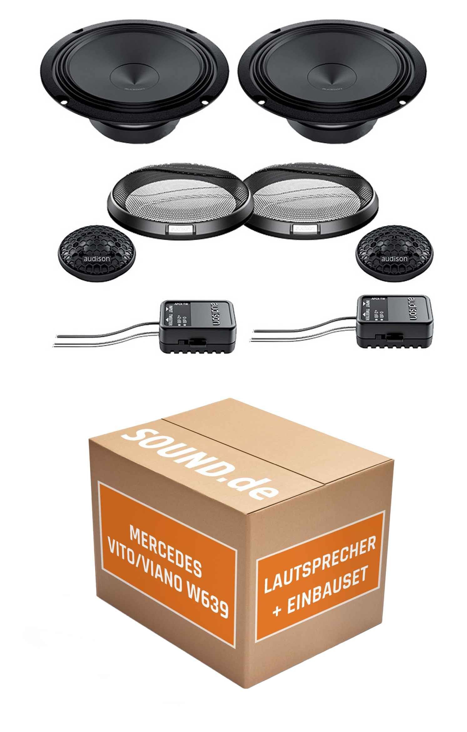 JUST SOUND best choice for caraudio Lautsprecher Boxen Einbaupaket für Audison APK-165 kompatibel mit Mercedes Vito/Viano W639 vorne | 2X Tief-Mitteltöner 2X Hochtöner
