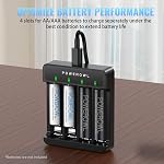 AA Rechargeable Batteries with Charger, 4 Bay AA AAA Battery Charger with LED Indicator&Independent Slots, 4 Pack 2800mAh High Capacity Ni-MH AA Rechargeable Batteries for Household Electronics