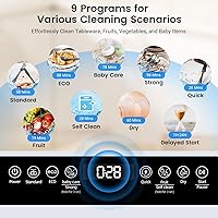 Vista 4 de BLITZHOME Countertop Portable Mini Dishwasher, 9 Programs,167℉ High-Temp, Hot Air Drying, Air Refresh, 360° 3 Spray, 24H Timing, LED Light, 5.2L