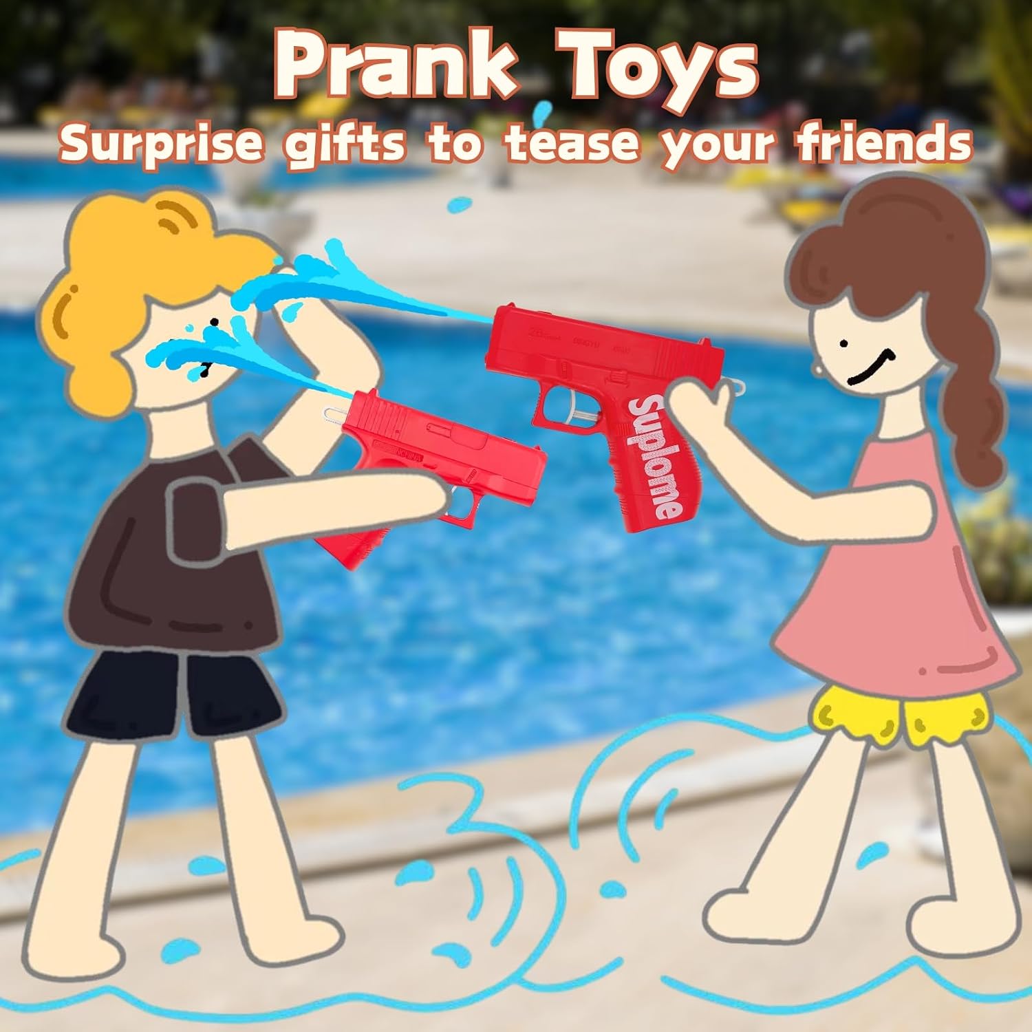 Upgraded Version Two-Way Water Gun, Reverse Water Spray Creative Battle, Hidden Prank Not Easily Detected, Suitable for Water Gun Parties, Beach Entertainment (Red)