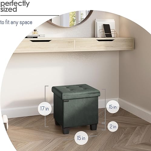 Miniatura 314 de Otomana plegable para dormitorio o sala de estar, con contenedores de almacenamiento, reposapiés para el extremo de la cama, soporta hasta 660 lb,