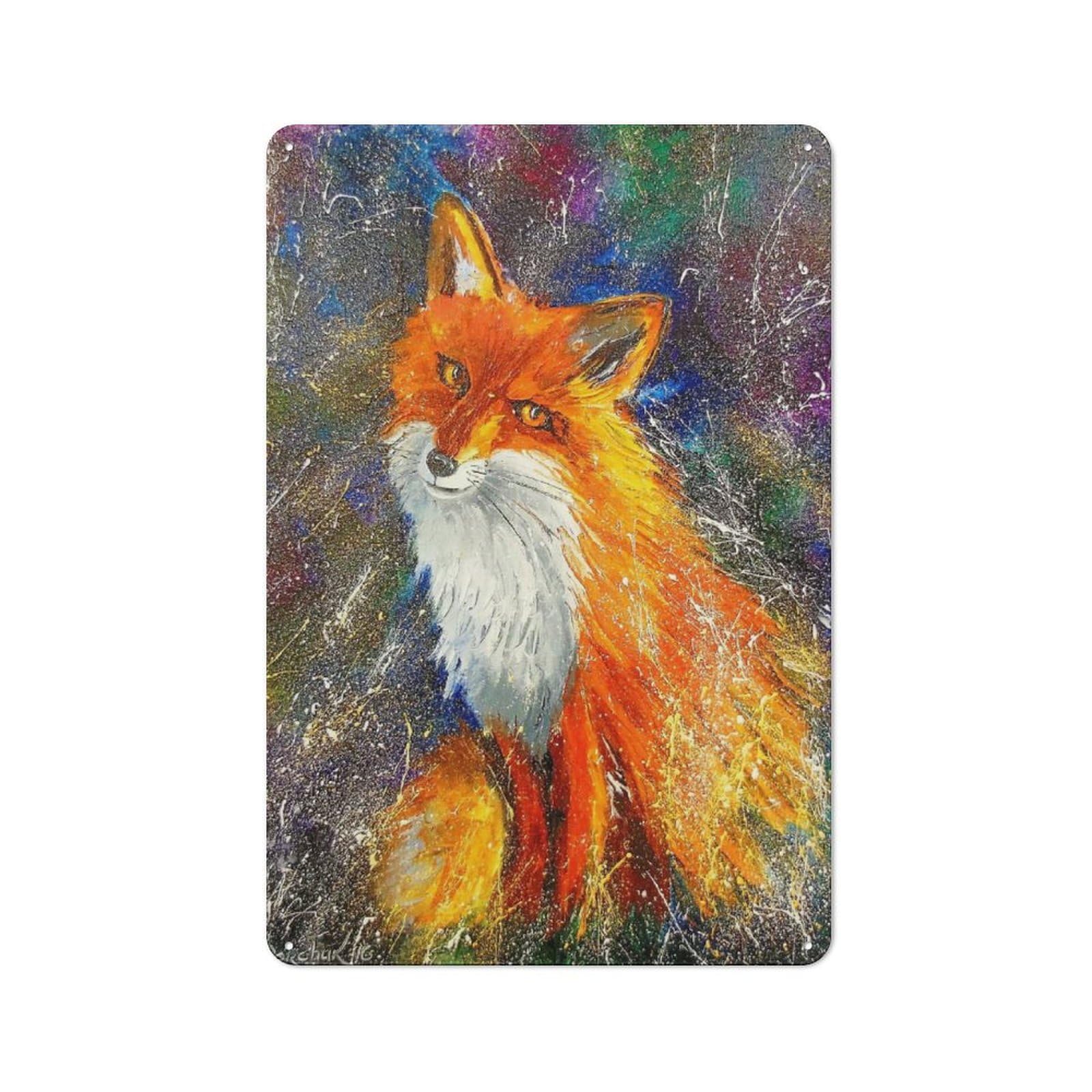Junmoney Sly Fox Rustic Metal Wall Sign 30X20cm For Café Or Restaurant, Gift Idea At Christmas For Café Owners And Decorators