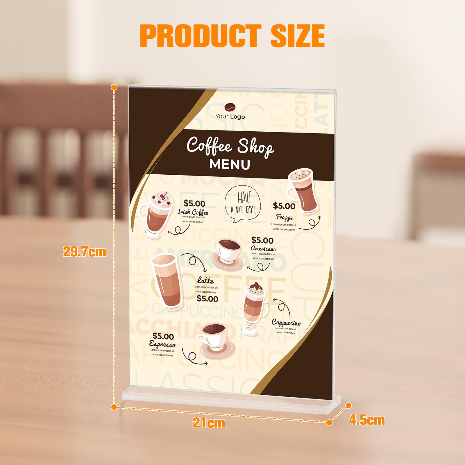 6 Pezzi Espositore Plexiglass A4, Espositori da Tavolo A4 Forma di T, Porta Menu da Tavolo A4 in Acrilico Trasparente, Supporto A4 per Menu, Cartelli, Ristoranti, Hotel, Negozio, Ufficio