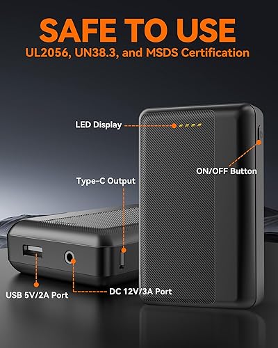 Miniatura 7 de Paquete de batería de chaleco térmico mejorado, 12V3A, 15000mAh, salida de corriente continua, recargable, para calefacción, chaquetas, abrigos,