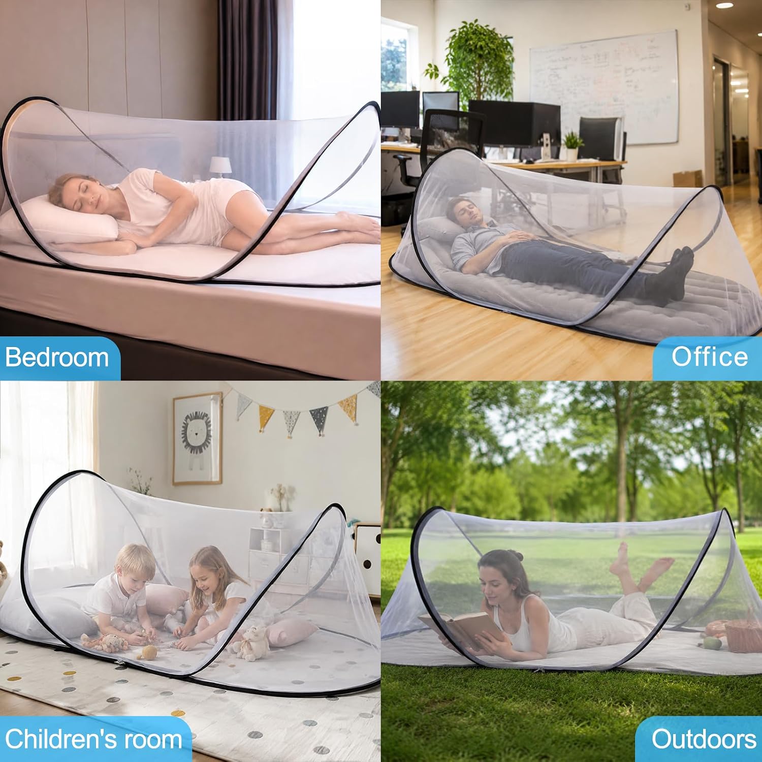 78 * 31 * 23 Inch Large Pop Up Mosquito Net for Bed - Foldable Breathable Mesh with Easy Setup, Portable for Travel Indoor Outdoor, Lightweight Insect Protection Net with Storage Bag