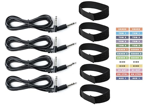 Silverline - Kit de conexión de 4 cables para Alesis Strike Multipad Percusión Pad Aux DrumsDisparadores