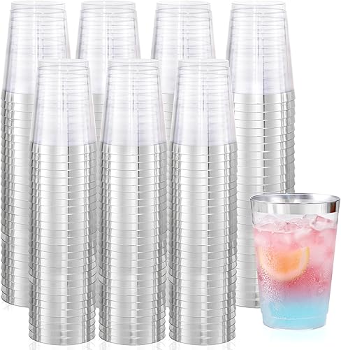 supernal 200 vasos de plástico plateados de 10 onzas, copas de vino desechables, copas de cóctel de alta calidad, vasos de cóctel para fiestas,