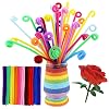 100 PCS Pipecleaners Craft Pipe Cleaners,30cm Long Flexible Rainbow Chenille Cord Curved Plush Pipe Cleaner for Handcrafting and Christmas Tree Project DIY Decorating 10 Colors