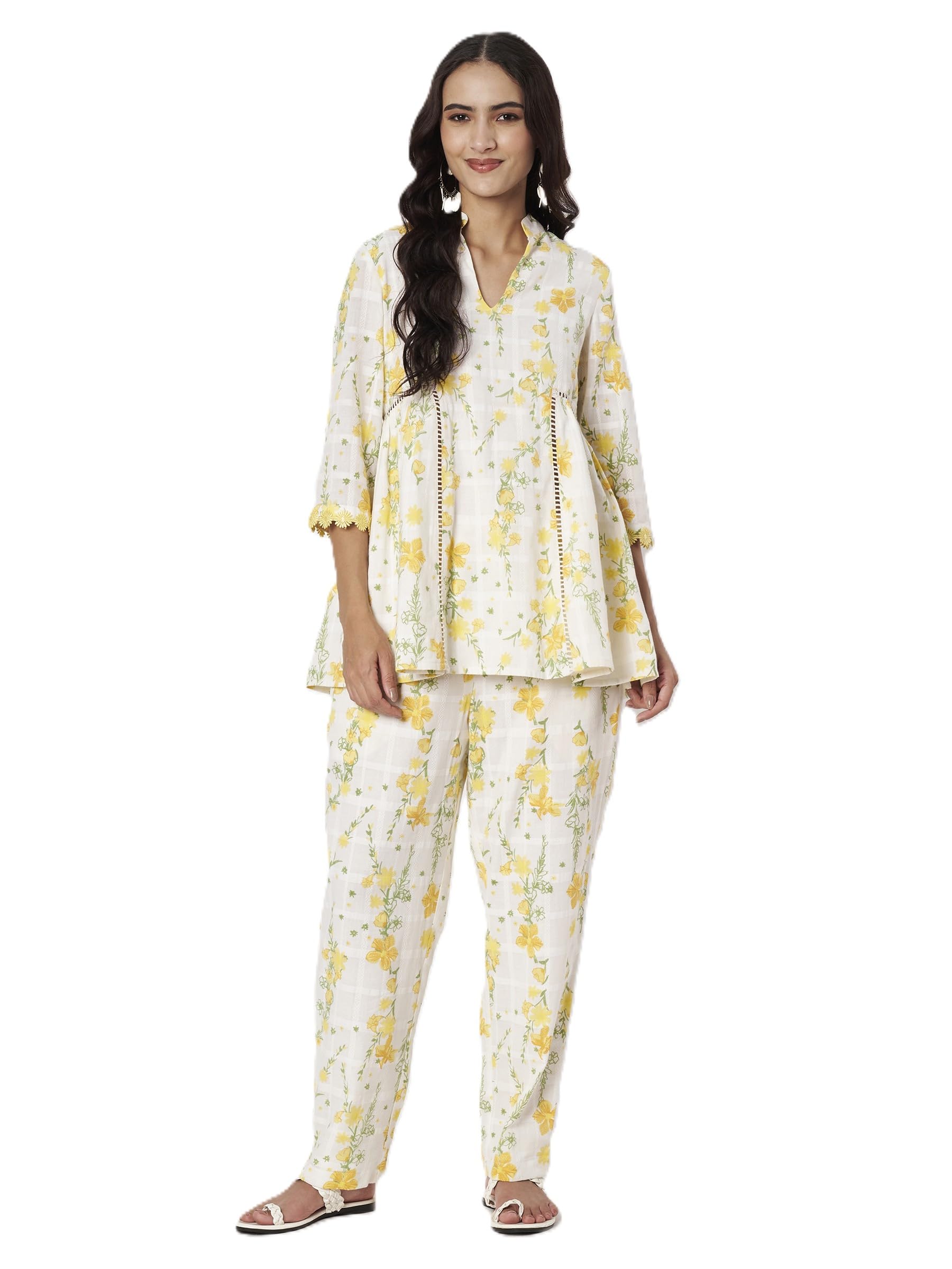 Women Stylish Floral Printed Yellow Two Piece Co-Ord Set-image-25