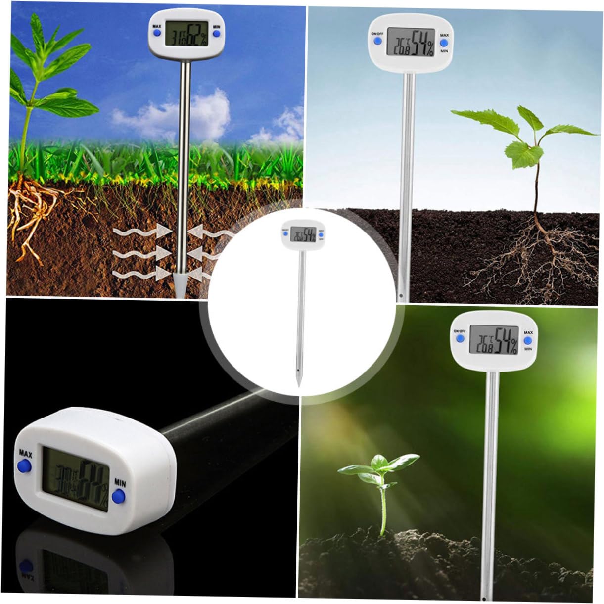 POPETPOP 2pezzi Mini Termometro e Igrometro Per Terreno Tester Di Temperatura e Umidità Per Giardinaggio Strumento Per Controllo Soil Moisture e Soil Testing Per Piante e Orticoltura