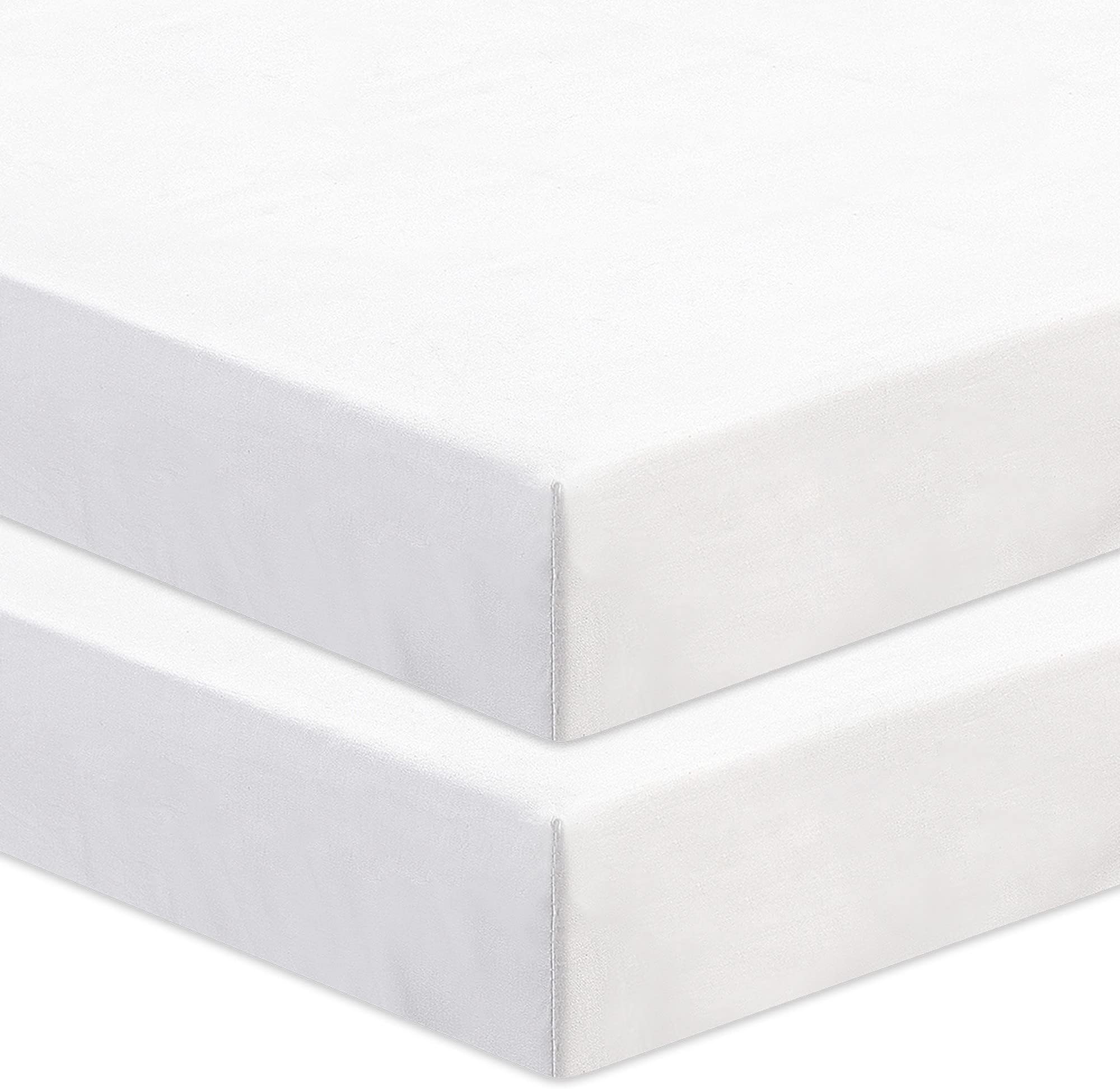 2 Pcs Chicco Next to Me Compatible Crib Fitted Sheets - 100% Pure Cotton, High Thread Count, Soft & Durable (83-85 x 50-51 cm, White)