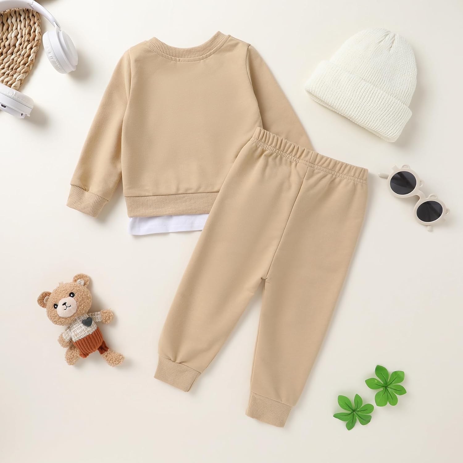 YOUNGER TREE Toddler Fall Outfits Baby Boy Sweatshirt Top Sweatpants Set Cute Sweatsuit for Boy Winter Clothes with Hat - Image 3