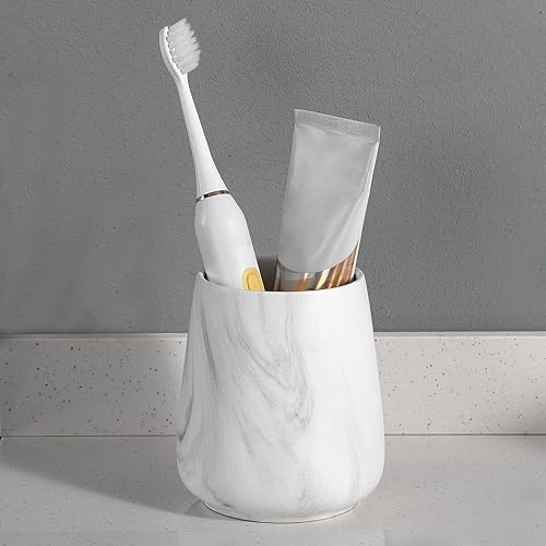 Vista 32 de Soporte para cepillos de dientes blanco para baño, juego de 2 soportes de cerámica para cepillos de dientes, taza de cepillo de dientes