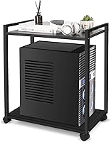 Vista 8 de Liitrton Soporte de torre para computadora, soporte de PC de 2 niveles con ruedas bloqueables, soporte para CPU debajo del escritorio para oficina