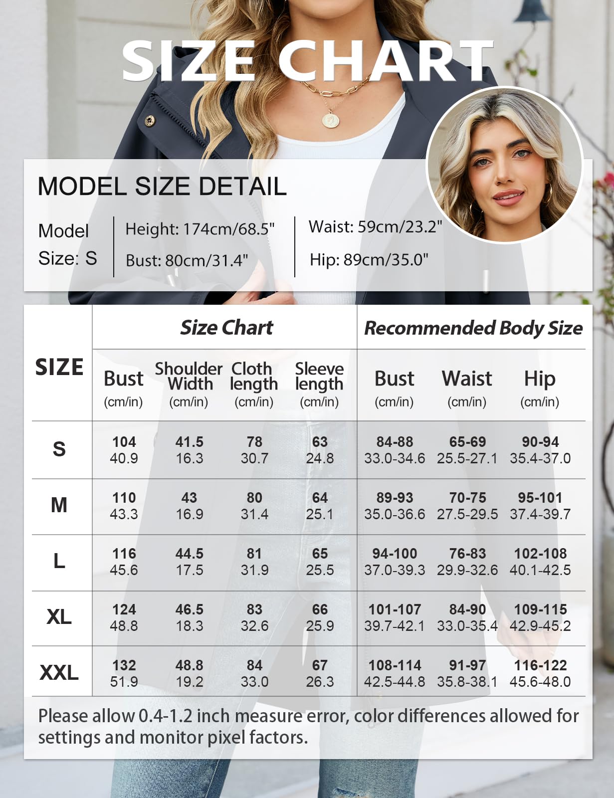 CMTOP Giacca Donna Softshell Impermeabile Antivento, Giacca Mezza Stagione Lungo con Tasche, Primavera Autunno Outdoor Parka Cappotto, Giacche Giubbotto con Cappuccio Removibile