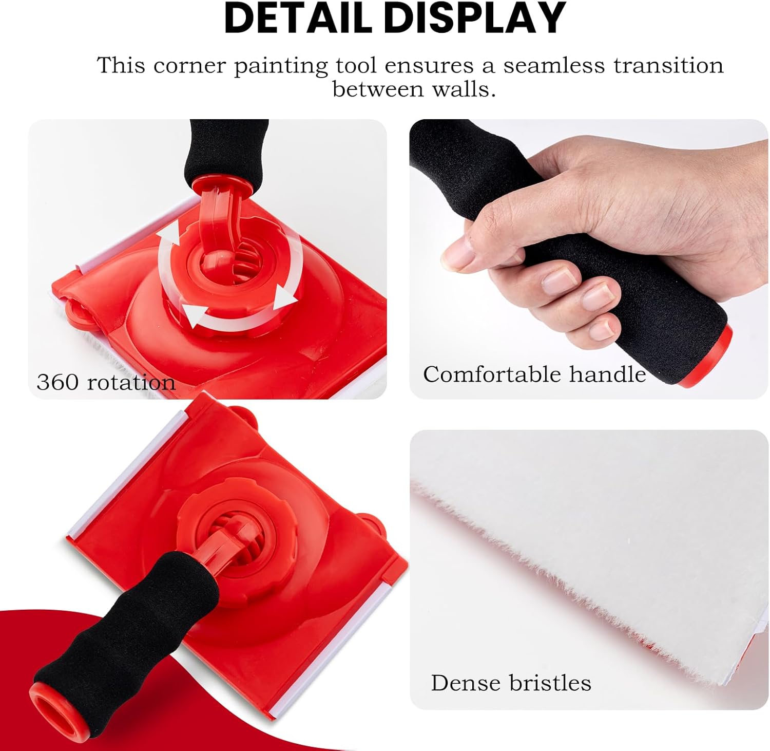 Mister Rui Paint Edger Tool Kit, 11 PCS Paint Edger with Trim, Corner Wall and Ceiling Pad Painter, 360° Rotation Handle Paint Edger Trimmer with Refill Pads, 9 Inch Paint Pad Set