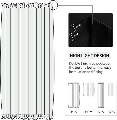 Miniatura 509 de DWCN Cortinas para puerta francesa: cortina térmica con bolsillo para barra para puertas con ventana de cristal, puertas de cocina y patio