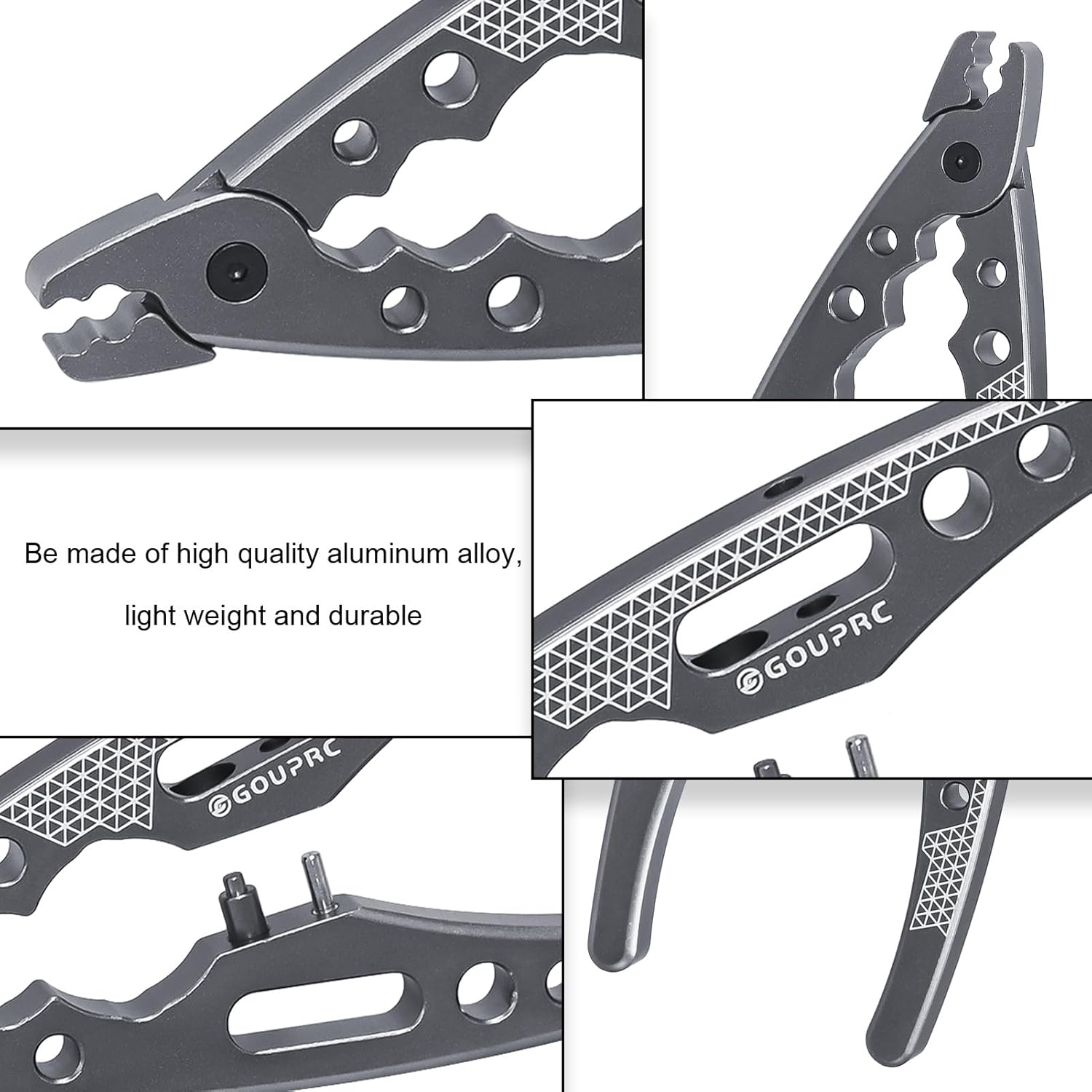 GOUPRC Aluminum Alloy Multi-Function Ball Head Pliers Shock Absorber Screw Pliers With Shock Absorber Wrench for 1/8 1/10 1/12 1/14 1/16 RC Car Truck(Titanium)
