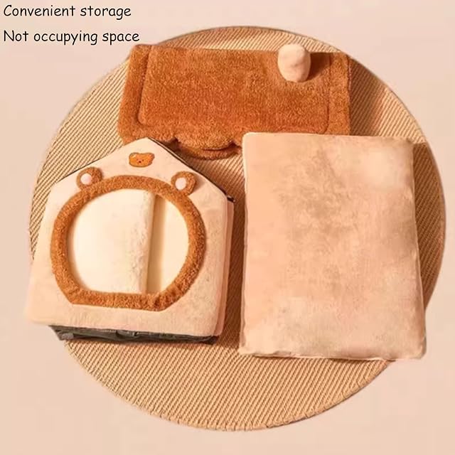 Foto 4 de 8 de Cuevas para gatos para interiores, casas antideslizantes para gatos con cojín de almohada extraíble lavable