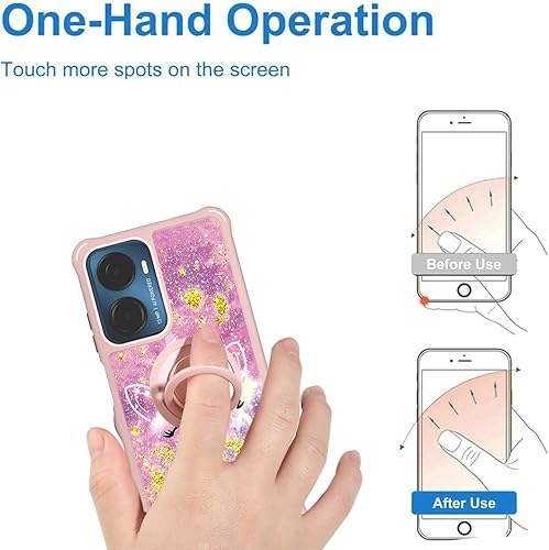 Miniatura 48 de Cricket Debut S2 - Funda compatible con AT&T Calypso 4 U380AC U380AA con protector de pantalla de vidrio templado, soporte de anillo, purpurina