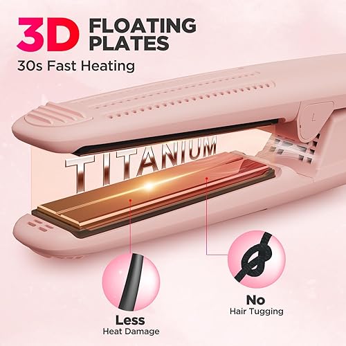 Miniatura 6 de MiroPure Plancha rizadora de flujo de aire de 360, plancha plana de titanio 2 en 1, varita de curado profesional con aroma iónico aire frío, 13