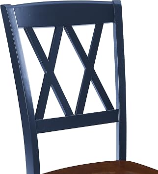 Crosley Furniture Shelby Traditional Wood X-Back Dining Room Chairs Set of 2, Kitchen Chair, Navy