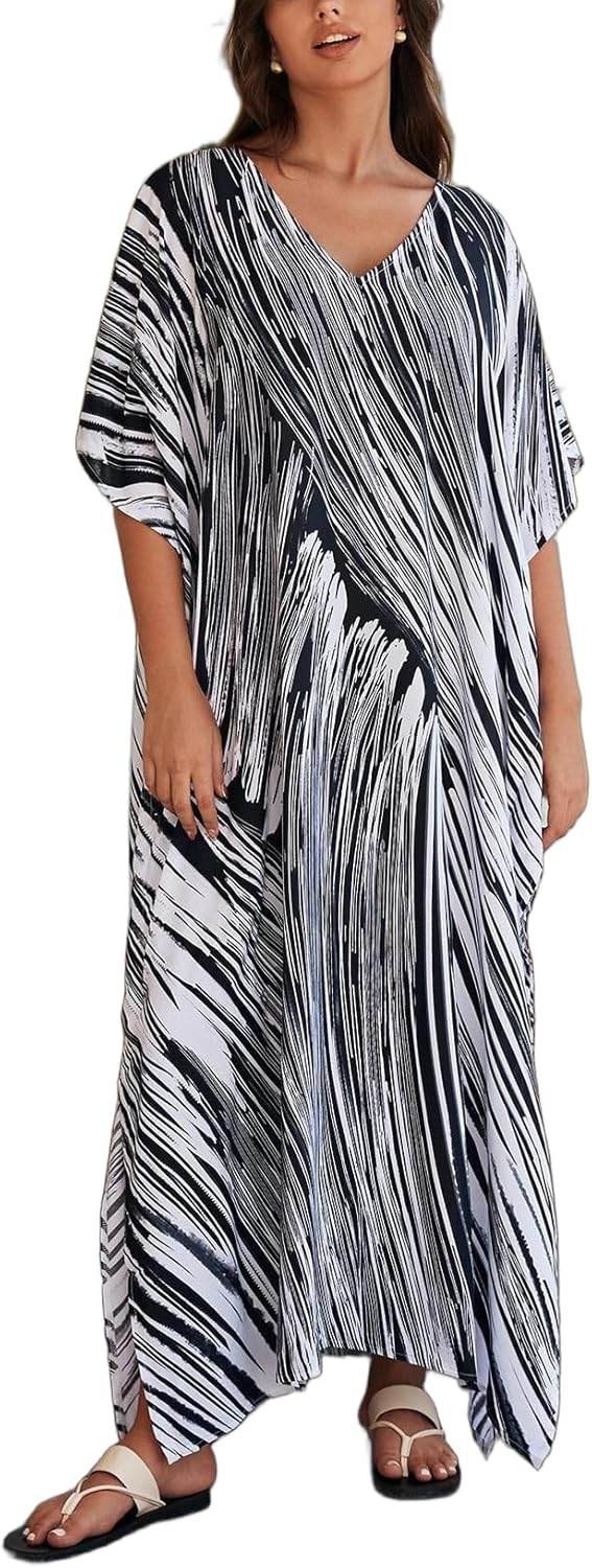 Plus Size Kaftan Dress for Women Caftan Bathing Swim Cover Up Boho Beach Dress Lightweight Loungewear