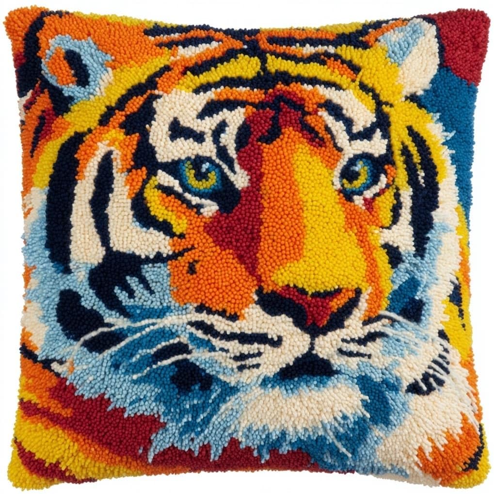 AxiangziK Latch Hook Cushion Kits for Adults,Animal Tiger