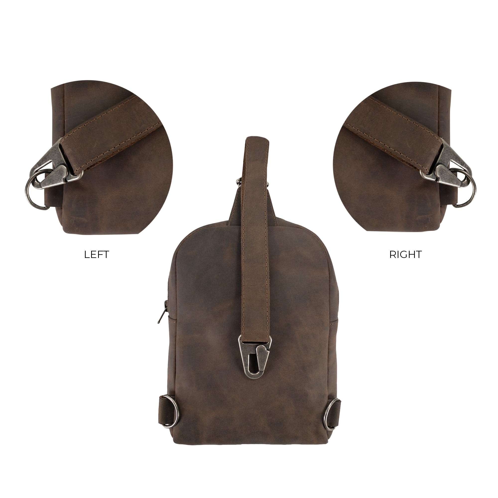 Bolso cruzado redondeado con correa ajustable, bolsa tipo mensajero, accesorio de viaje, cuero de grano completo, hecho a mano, marrón bourbon, Bourbon Marrón 5