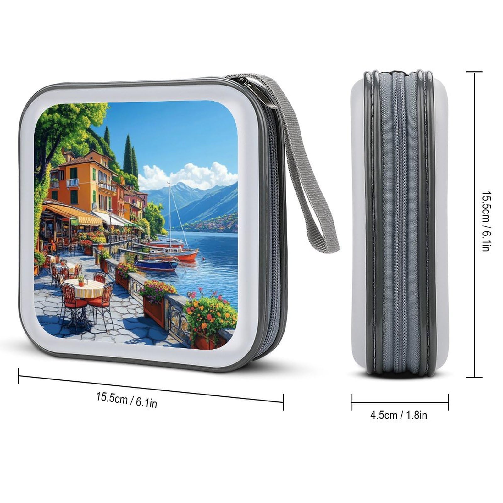 Italy Seaside Town CD Case Plastic DVD Case Holder Wallet Disc Storage Organizer for Car Travel