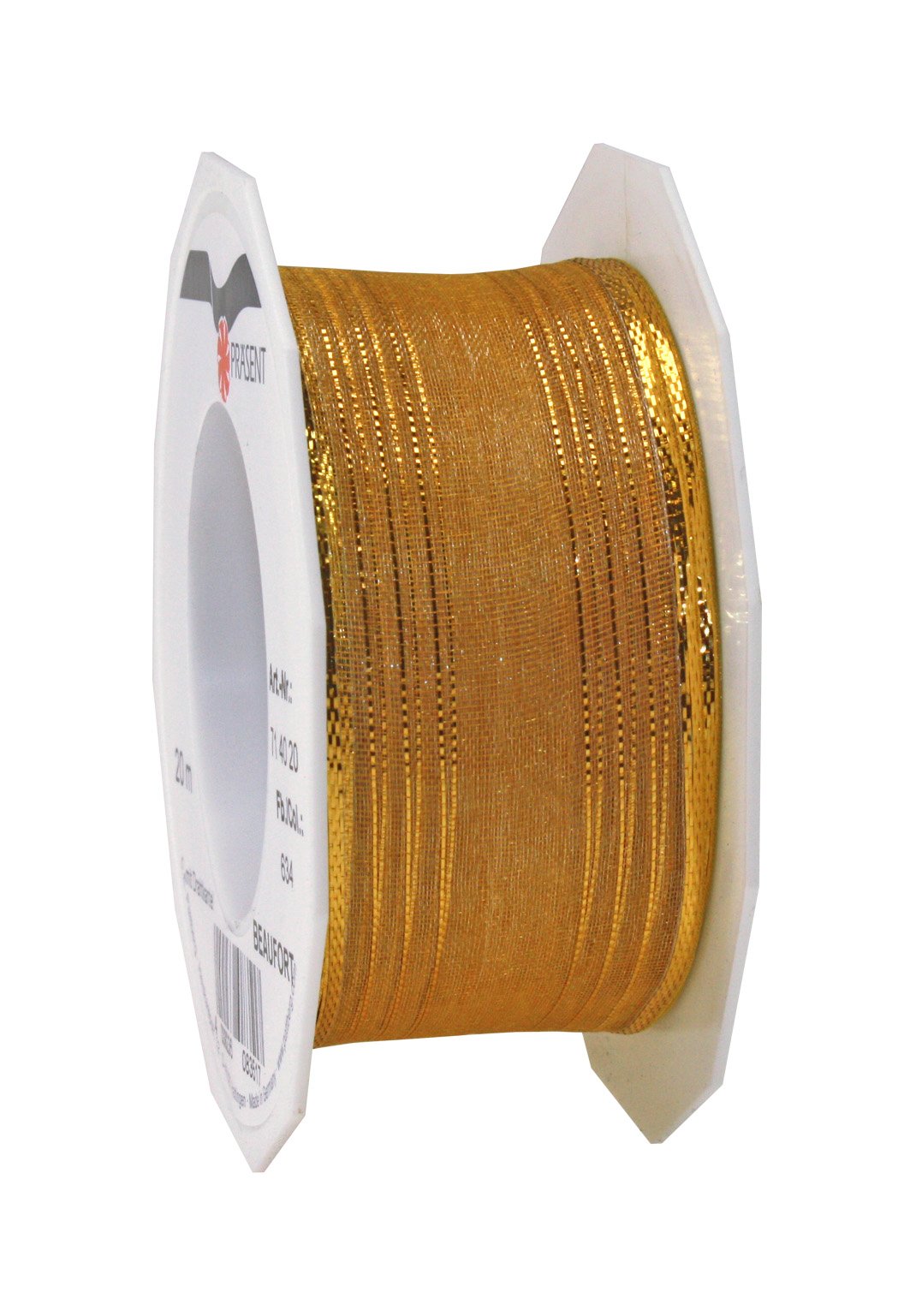 Präsent - Beaufort Organza Ribbon Gold 20-m-Roll 40 mm width, Red, 40mm - 20m