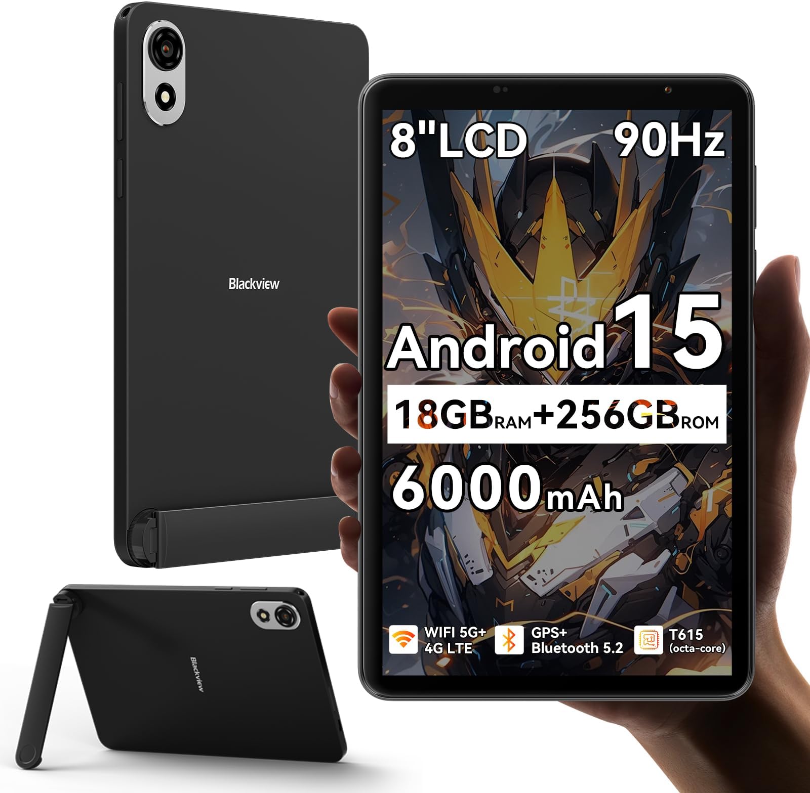Blackview ZENO 1 8 Inch Tablet Android 15 Mini Tablet with Gemini AI, Small Gaming Tablets, 5G WiFi,18(6+12) GB+256GB/2TB TF, 90Hz, Widevine L1, GPS, Detachable Stand