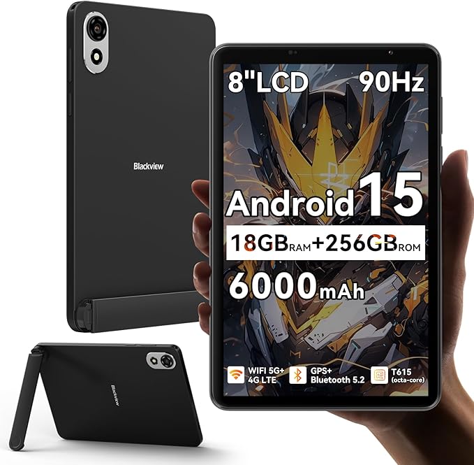Blackview ZENO1 Tablets 8 inch Android 15, 18GB RAM+256GB ROM,Black