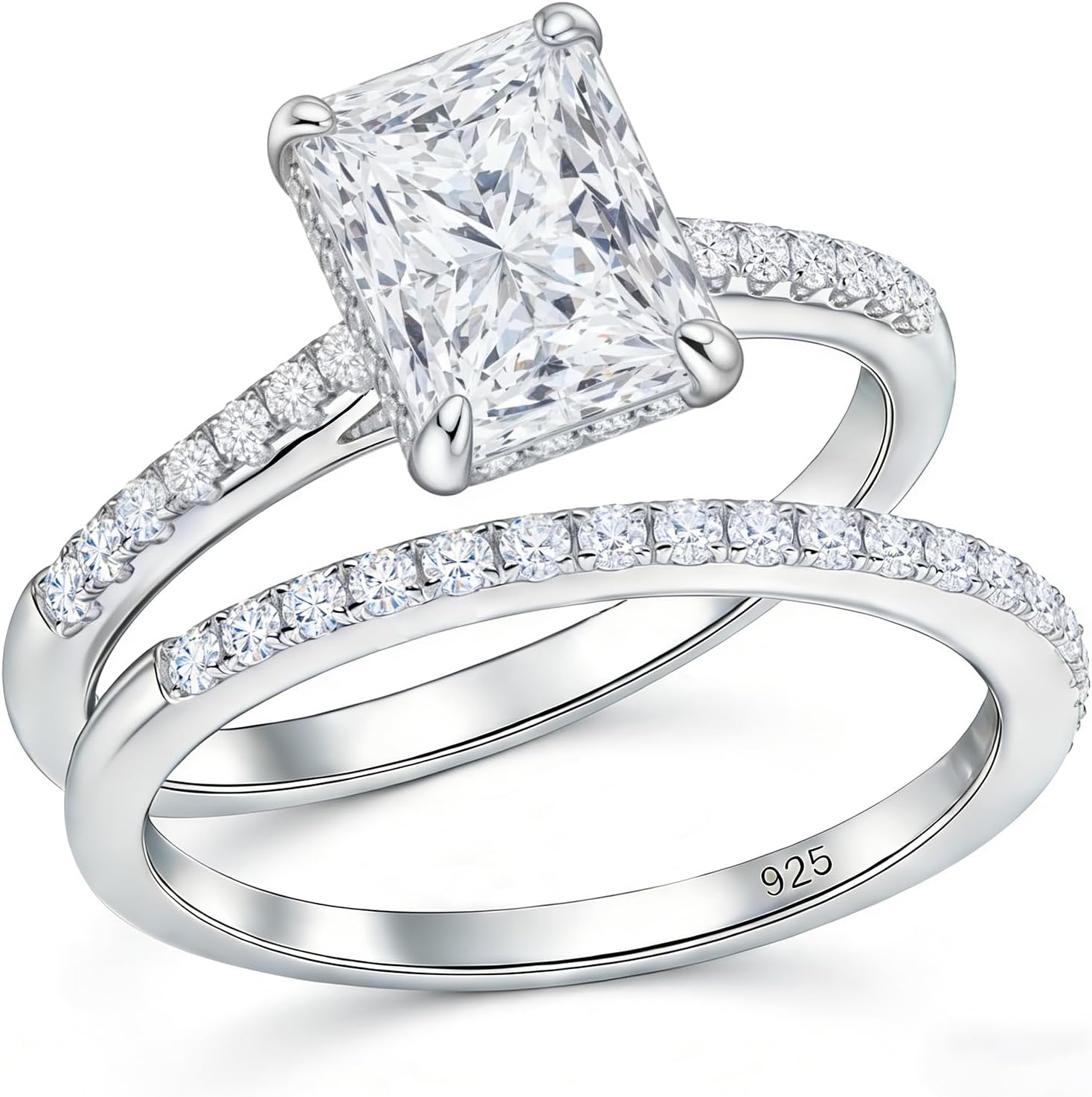 Newshe Jewellery Cubic Zirconia Engagement Rings for Women Wedding Ring Set Solitaire 925 Sterling Silver Oval Bridal Sets Travel Anniversary Size 4-13