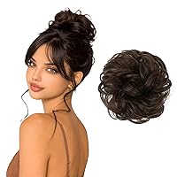 Vista 32 de Barsdar - Moño de cabello 100 % humano, Moño desordenado, Extensiones de cola de caballo, Moño de cabello rizado, Pieza de cabello