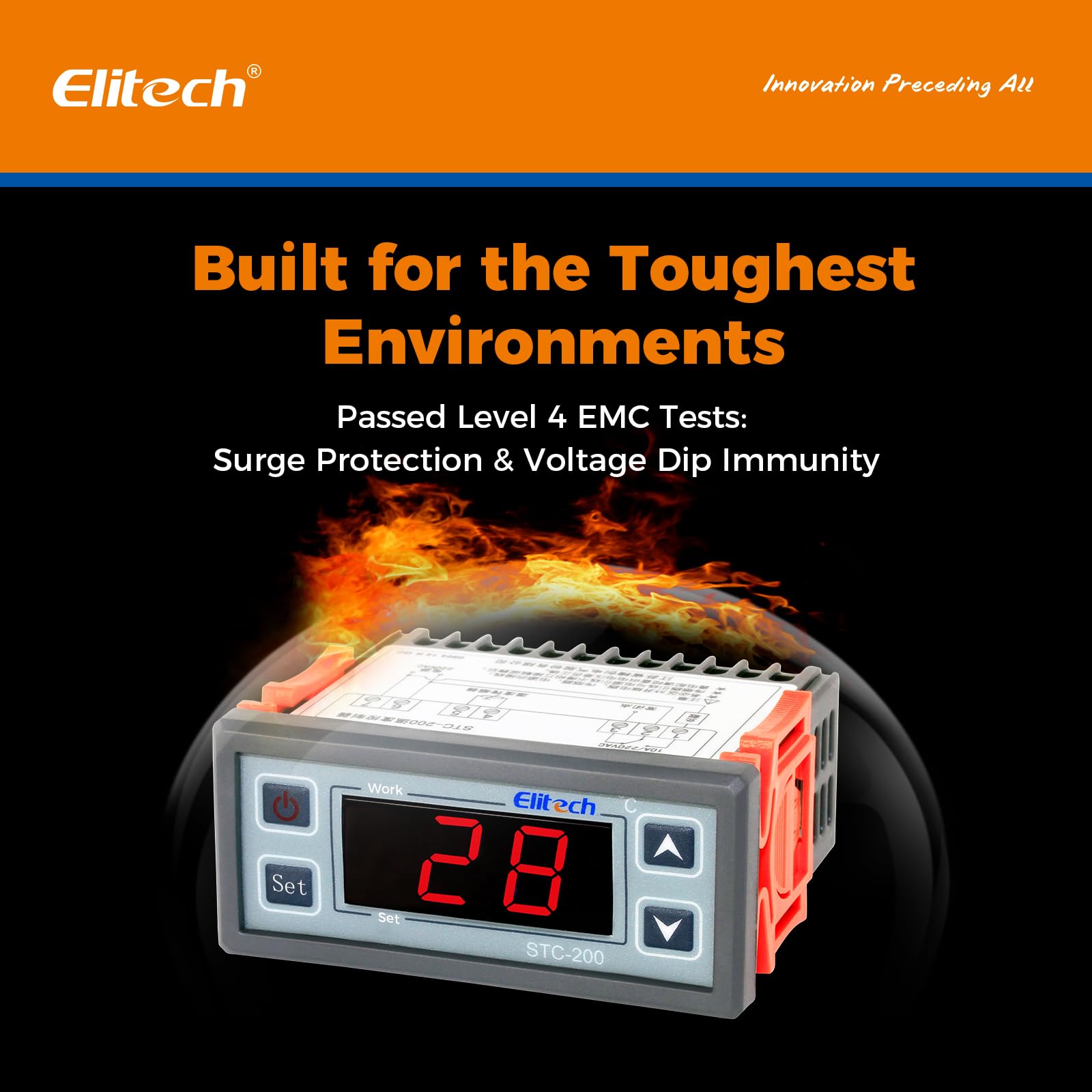 Elitech STC-200+ Régulateur de température numérique avec mode refroidissement/chauffage/alarme, retard du compresseur et réglage de paramètres en 2 étapes, pour réfrigérateur, congélateur, aquarium