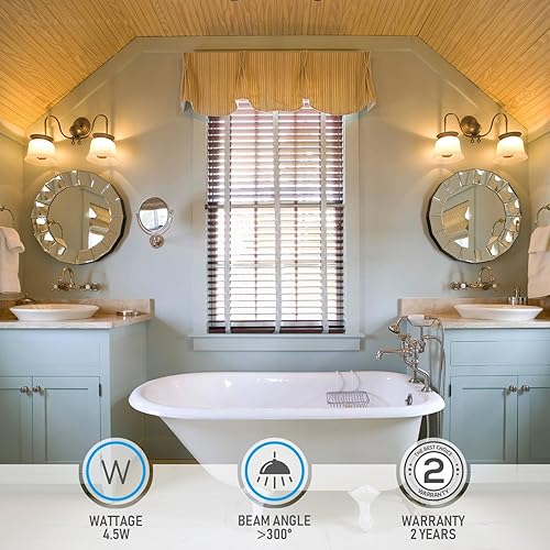 Miniatura 6 de TORCHSTAR Bombilla de luz media cromada regulable, 4.5 W (40 W equivalente), bombillas LED antirreflejos, certificación UL, bombilla sumergida en