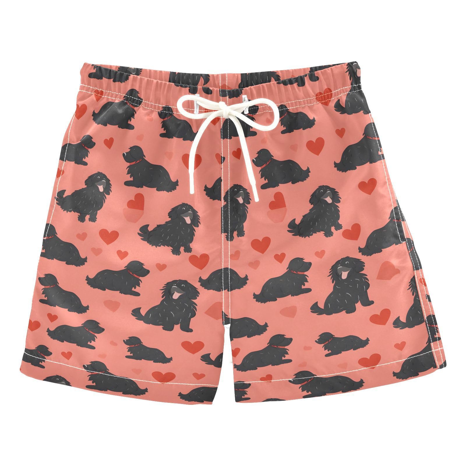 ALAZA Black Dog Puppy Heart Boys Quick Dry Beach Board Shorts Kids Swim Trunks Bathing Suit Swimsuit 4T