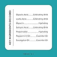 Vista 5 de Medix 5.5 Gel de Limpieza Corporal Exfoliante de Ácido Glicólico + Ácido Láctico Borrador de Protuberancias KP Exfoliante AHA para el Cuidado