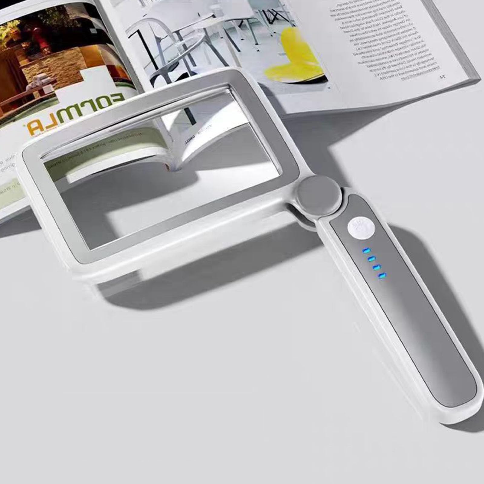 Lupa de mano con luz LED, plegable para una fácil portabilidad, lente acrílica ideal para personas mayores y tareas detalladas, diseño compacto y ligero